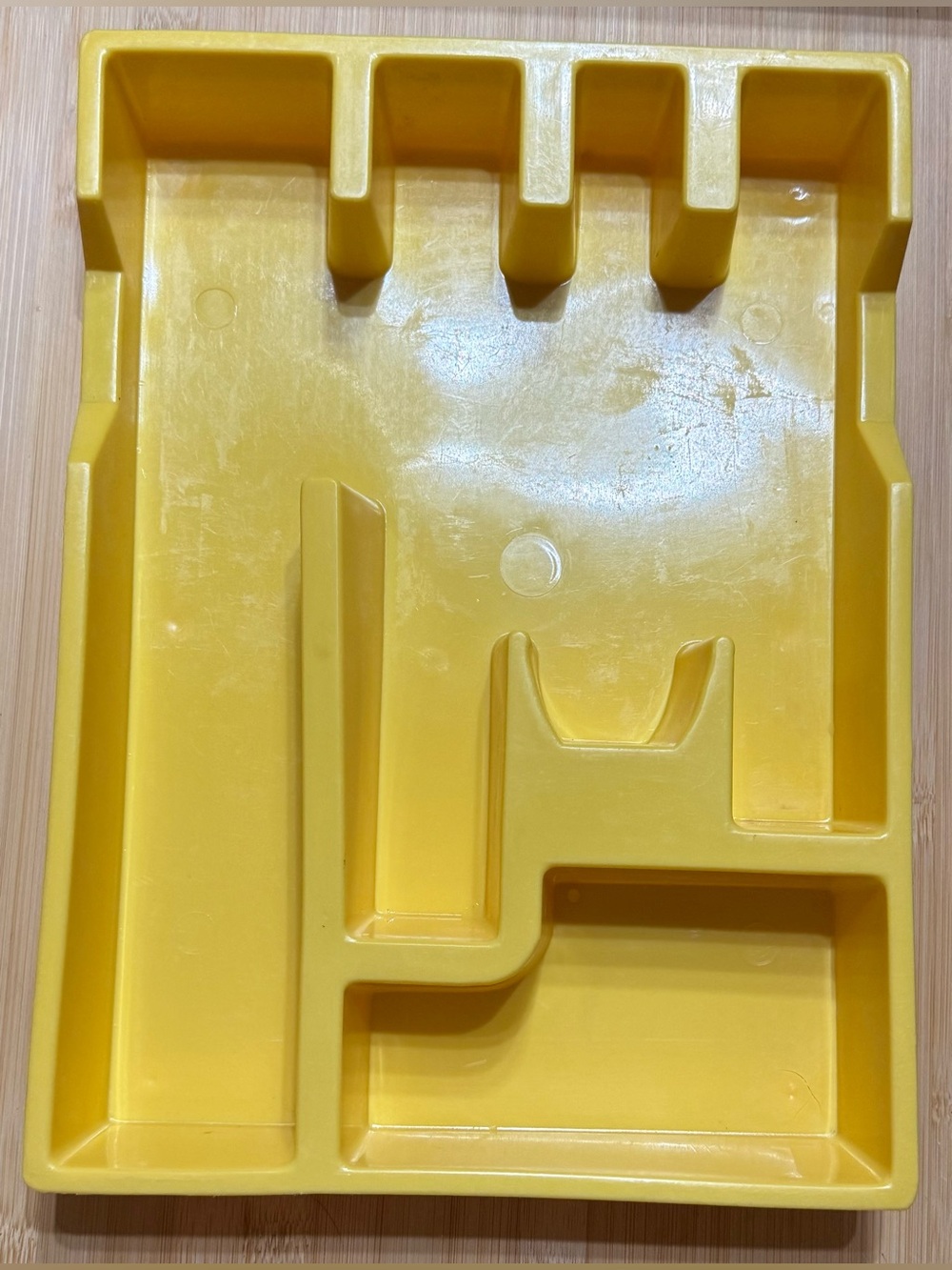 Vintage Yellow Silverware Tray Flatware Drawer Organizer